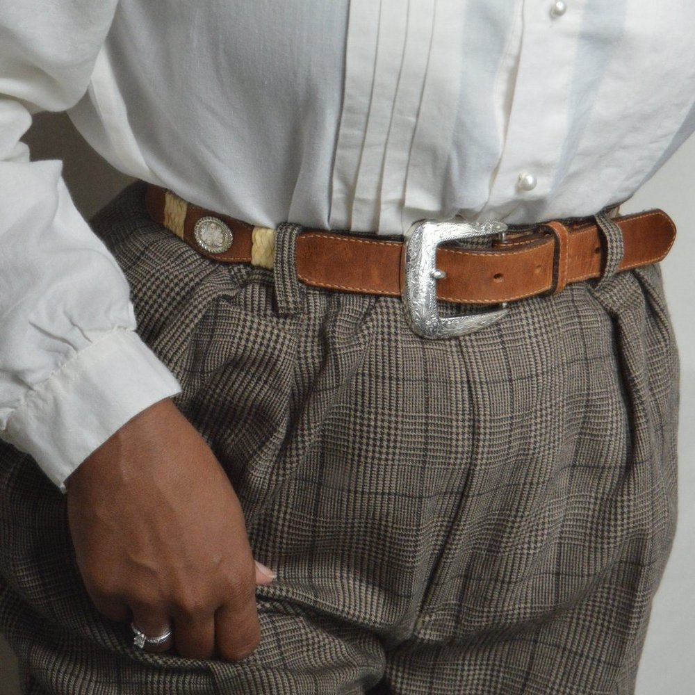 SOLD Vintage Western Cowhide Belt